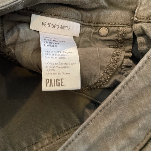 Military Green PAIGE Verdugo Ankle Jeans - Picture 6 of 8